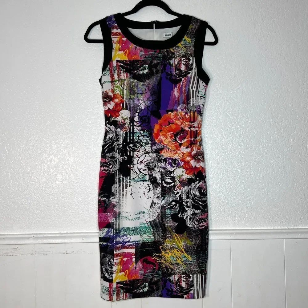 Vintage retro CACHE Y2K mixed media art print dress 4